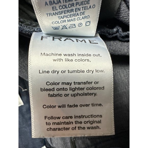 Frame Jeans Womens 30 Blue Denim Dark Wash Le Skinny De Jeanne Raw Edge Hem - Picture 7 of 11